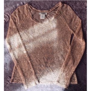 👛 Charlotte Russe Sequin Mesh Long Sleeve Top